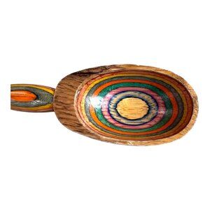 Vintage Rainbow Striped Wooden 9" Spoon Hand Lathed Mr. Dudley Style Striped